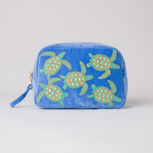 Turtle Conservation Makeup Bag in Caribbean Blue