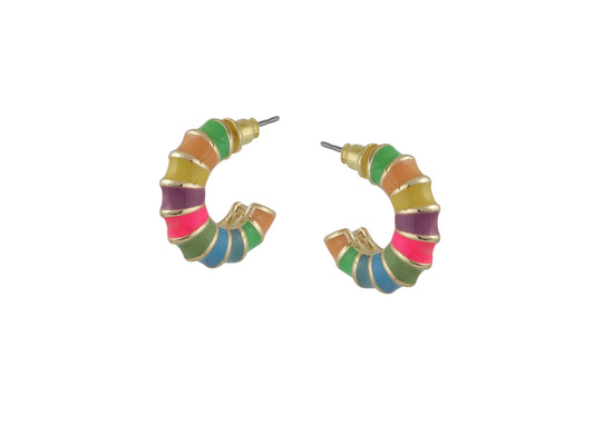 Antonia Multi Tiny Bamboo Hoop Earrings