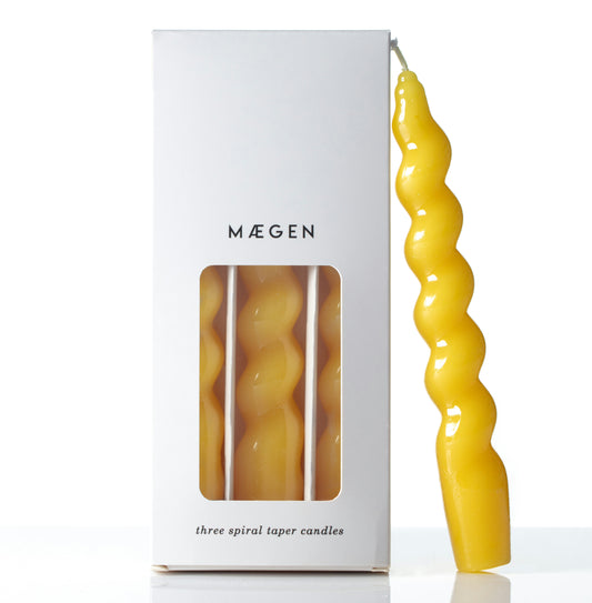 Maegen Yellow Spiral Tapered Candles