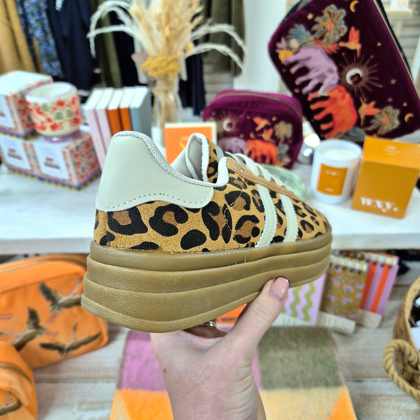 Katie Platform Trainers in Animal Print