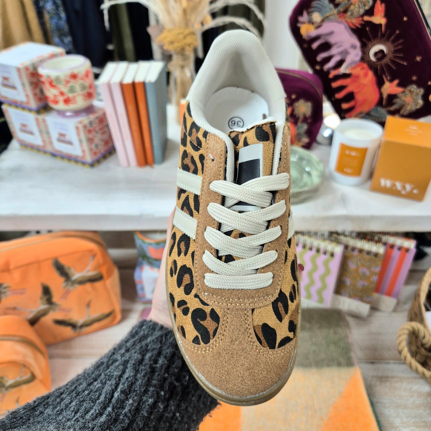 Katie Platform Trainers in Animal Print