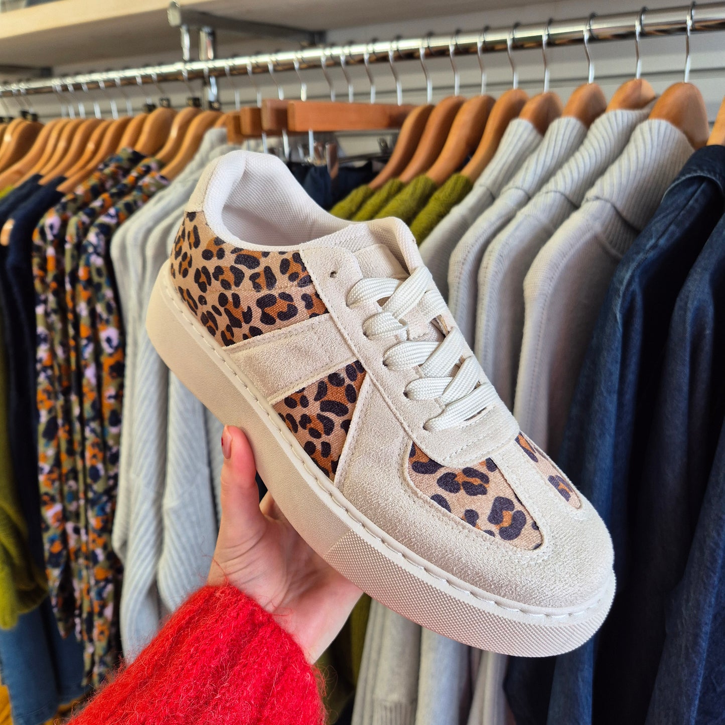 Margo Trainers in Ivory + Animal Print