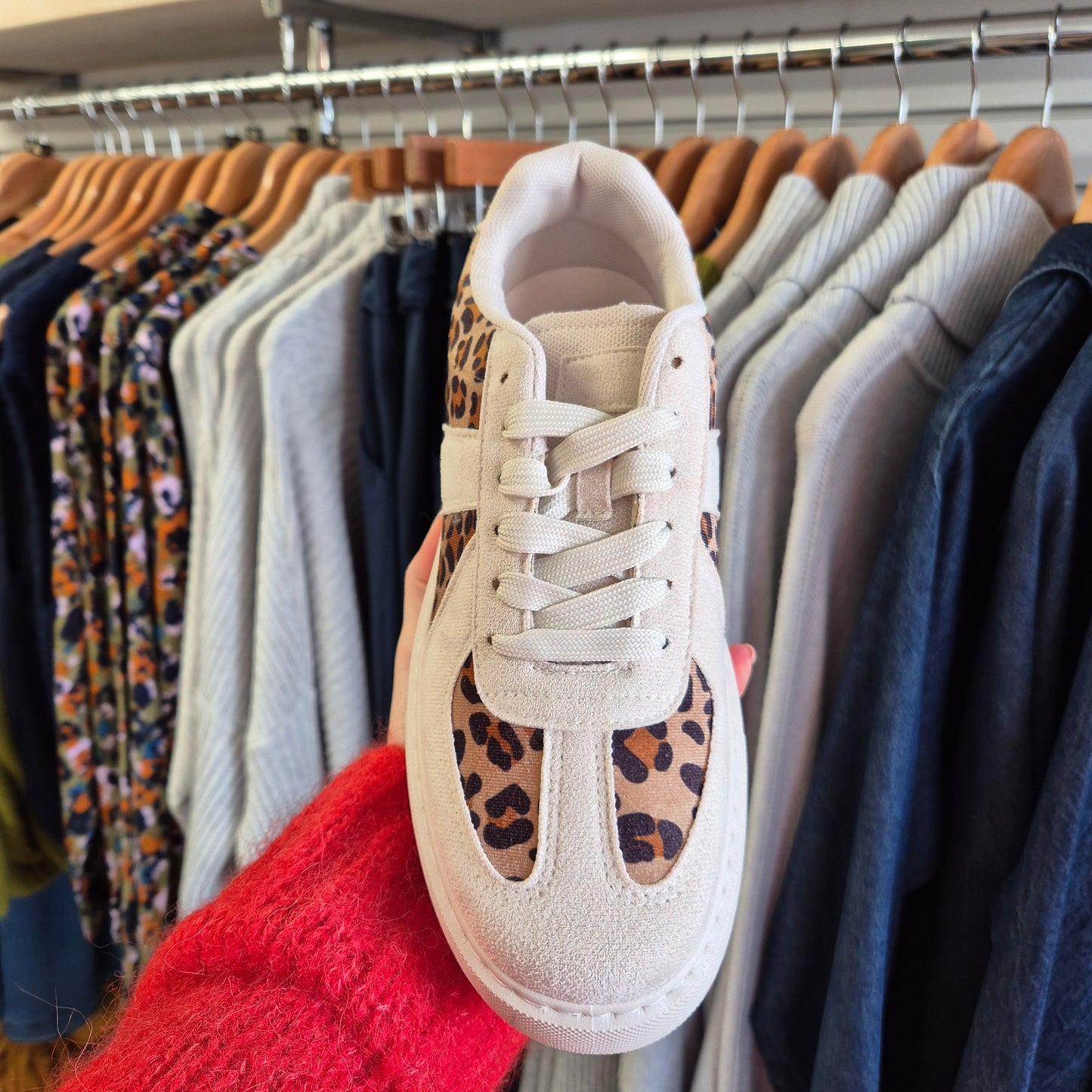 Margo Trainers in Ivory + Animal Print