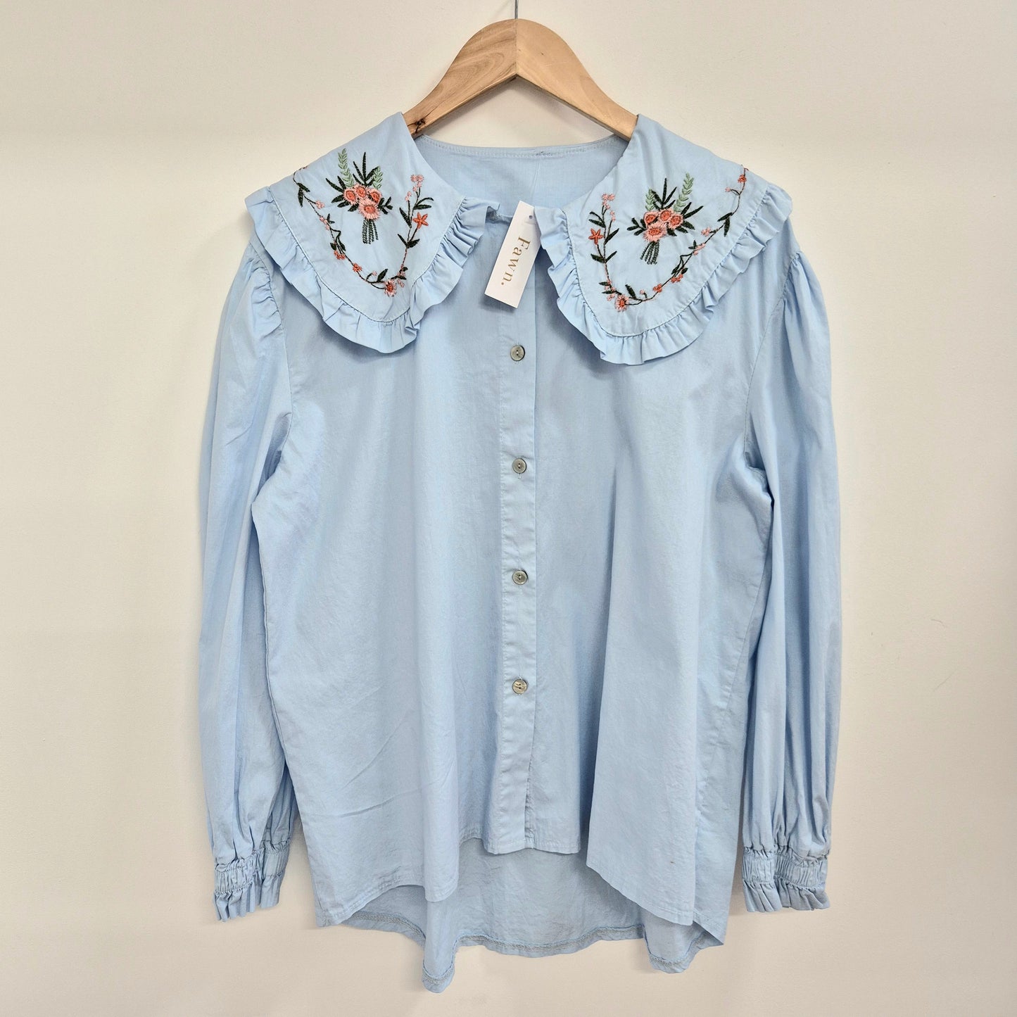 Bloom Collared Prairie Blouse in Blue