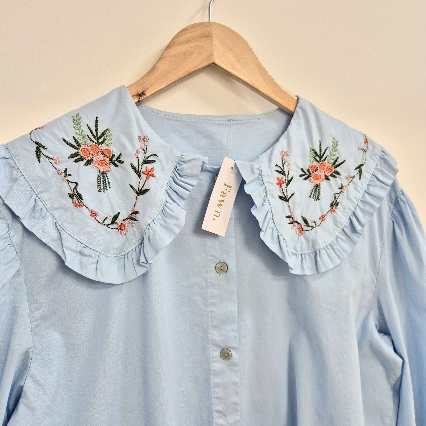 Bloom Collared Prairie Blouse in Blue