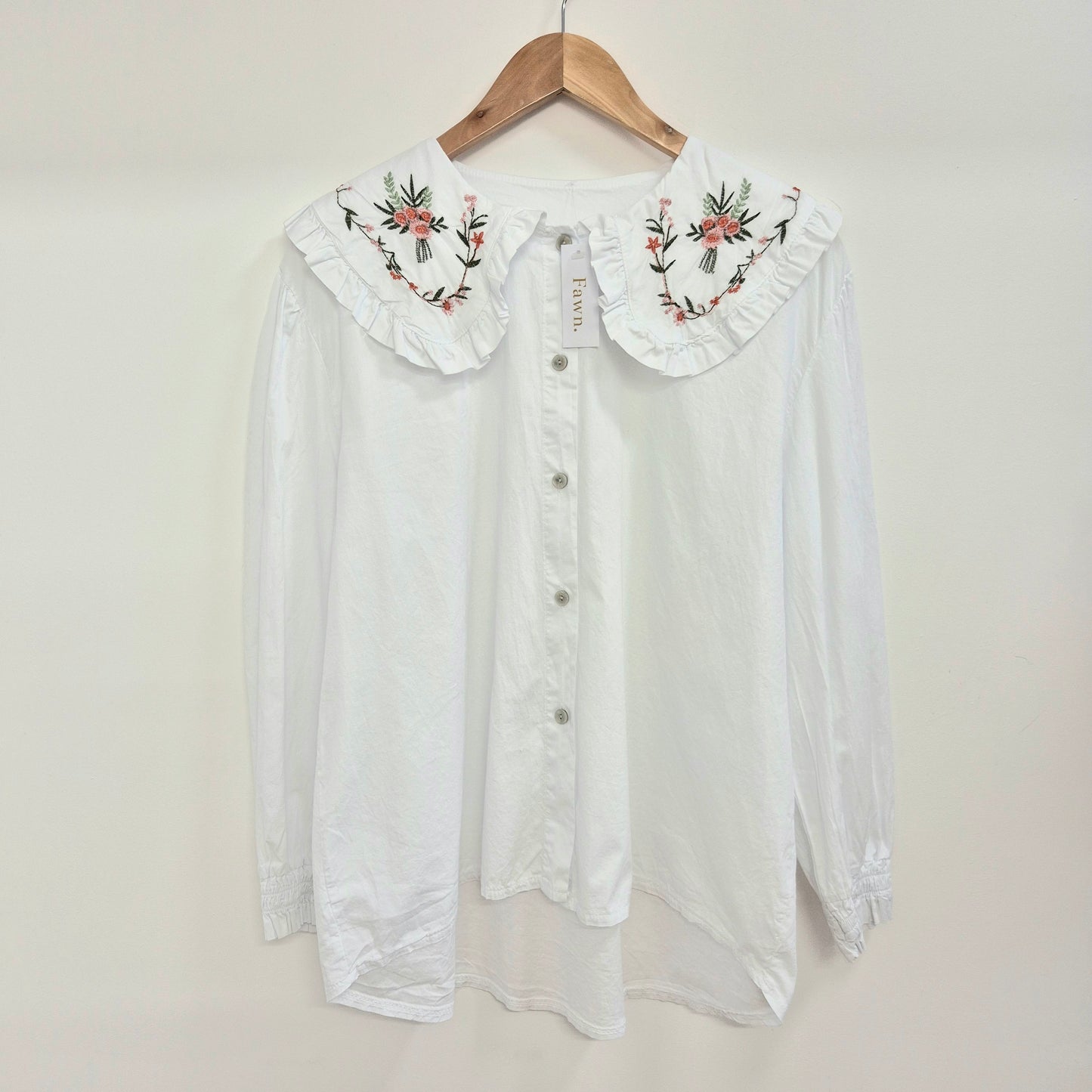 Bloom Collared Prairie Blouse in White