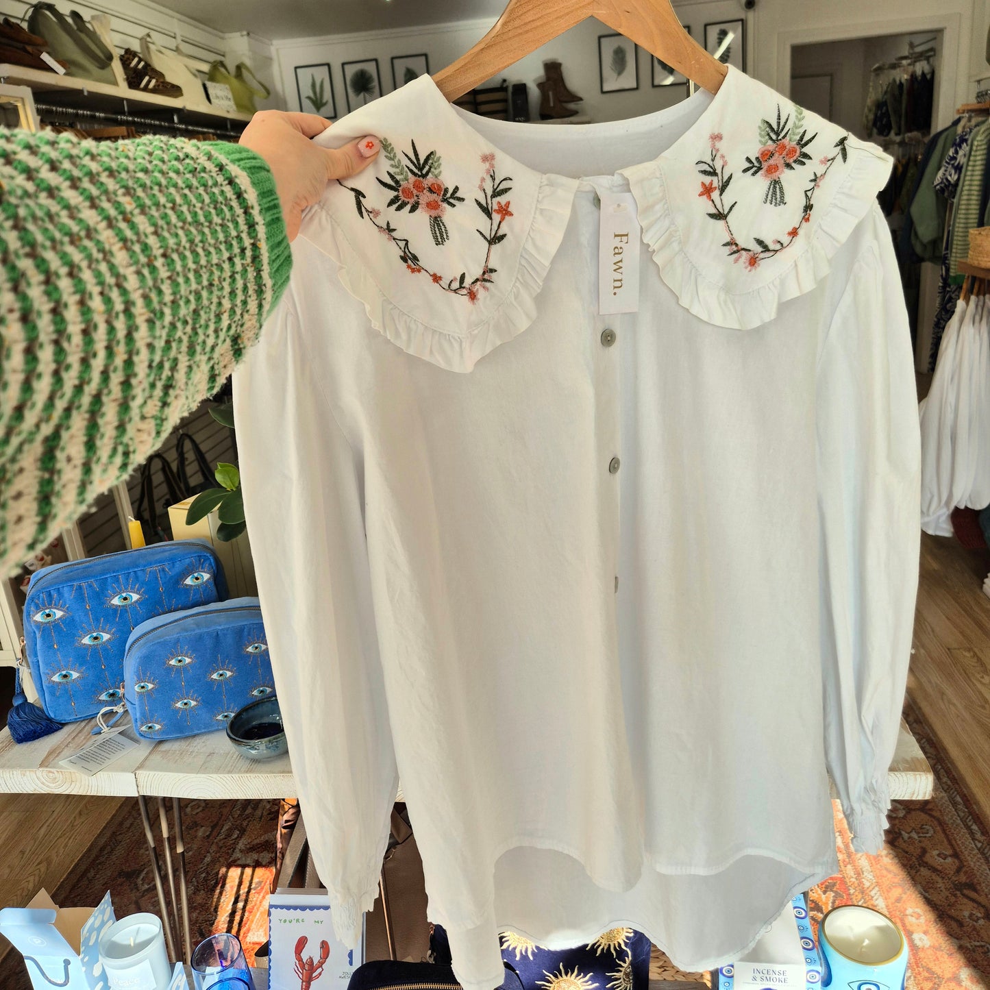 Bloom Collared Prairie Blouse in White