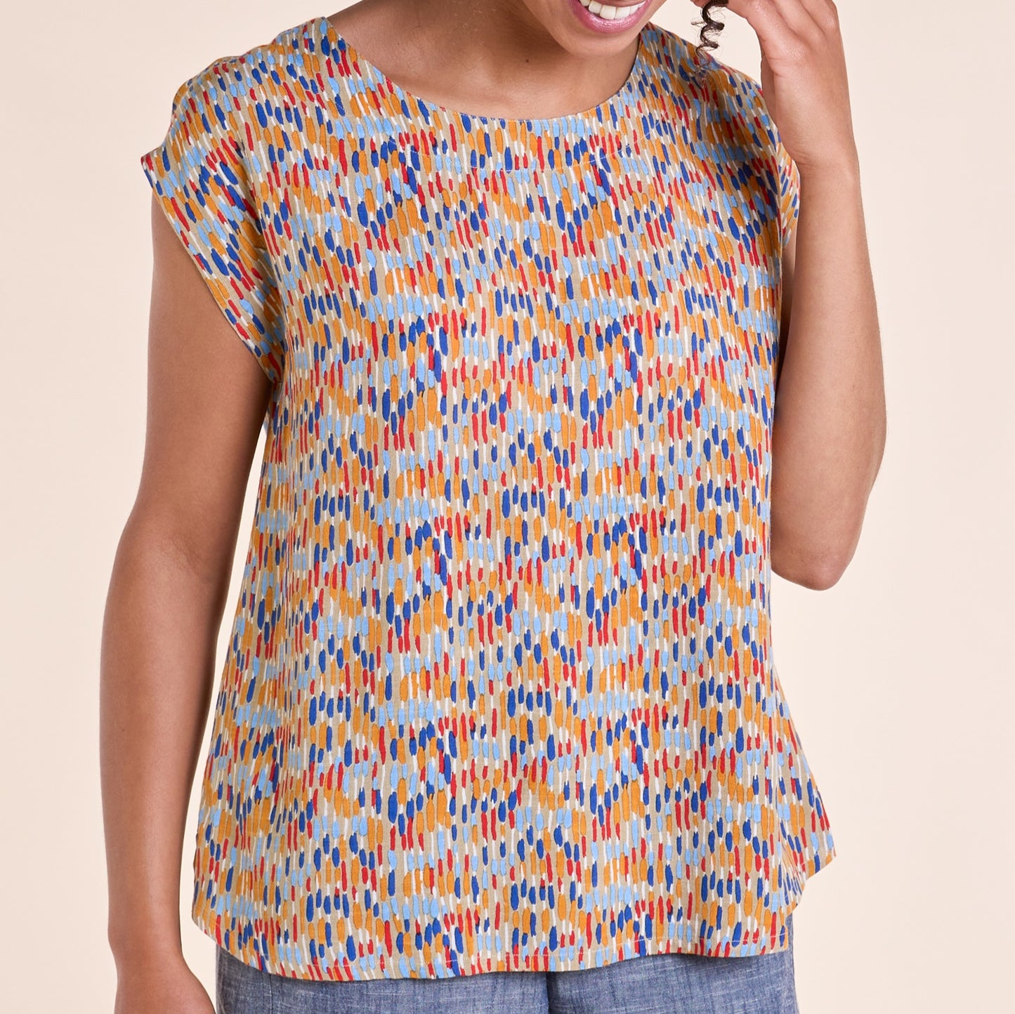 Nomads Multi Printed Boat Neck Top