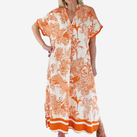 Savanna Midi Smock Dress in Orange