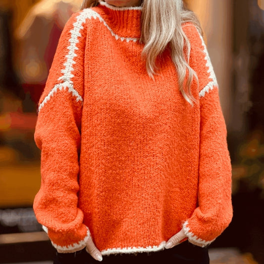 Helena Wool Stitch Jumper in Orange