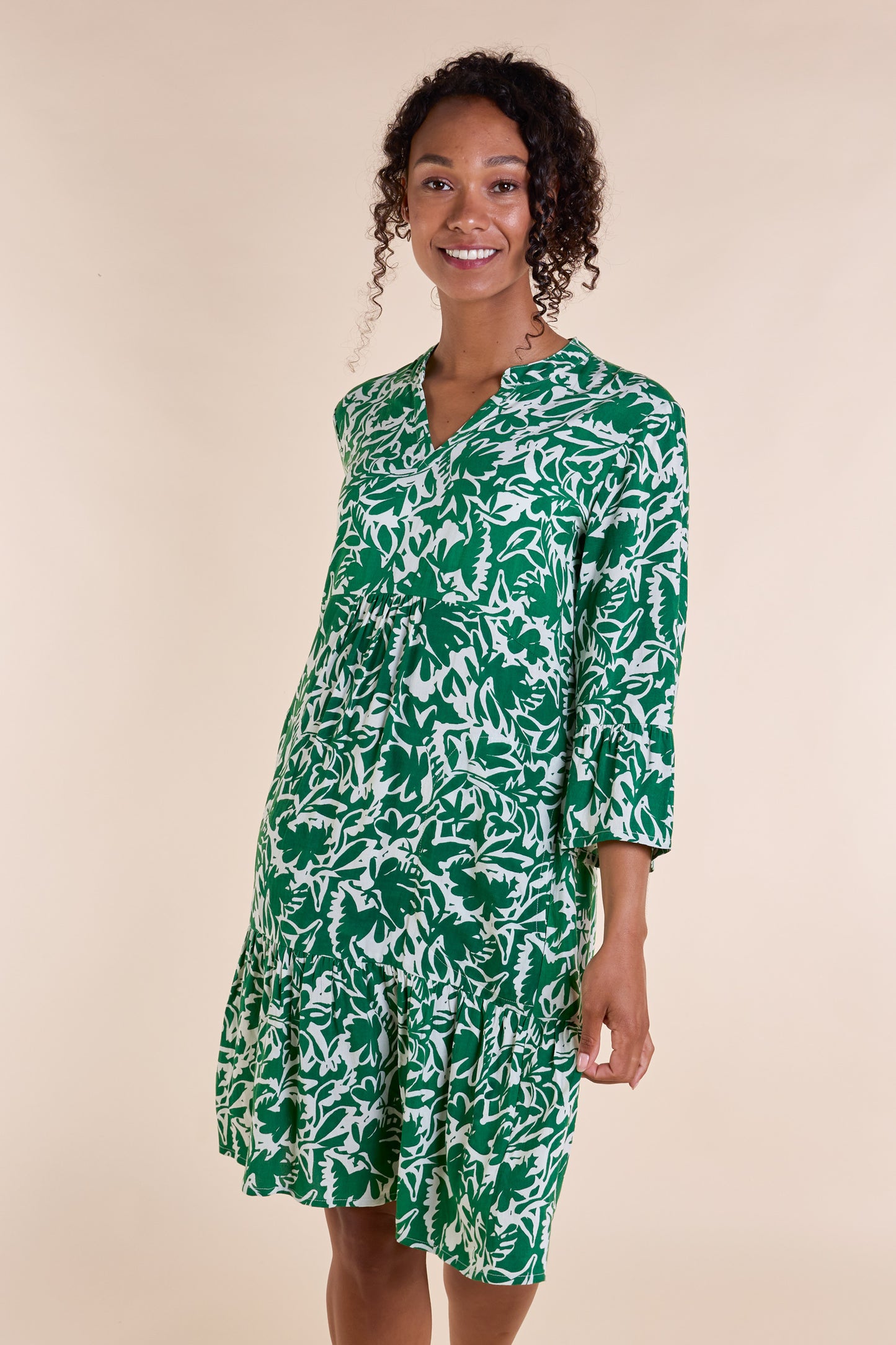 Nomads Leaf Gathered Tunic Dress