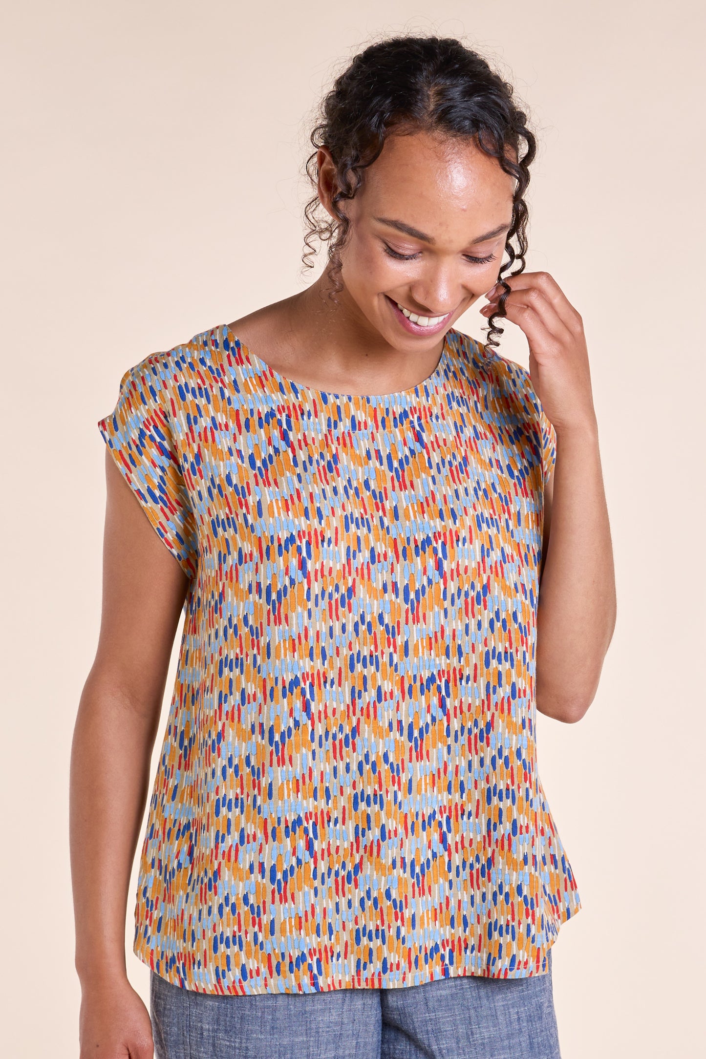 Nomads Multi Printed Boat Neck Top