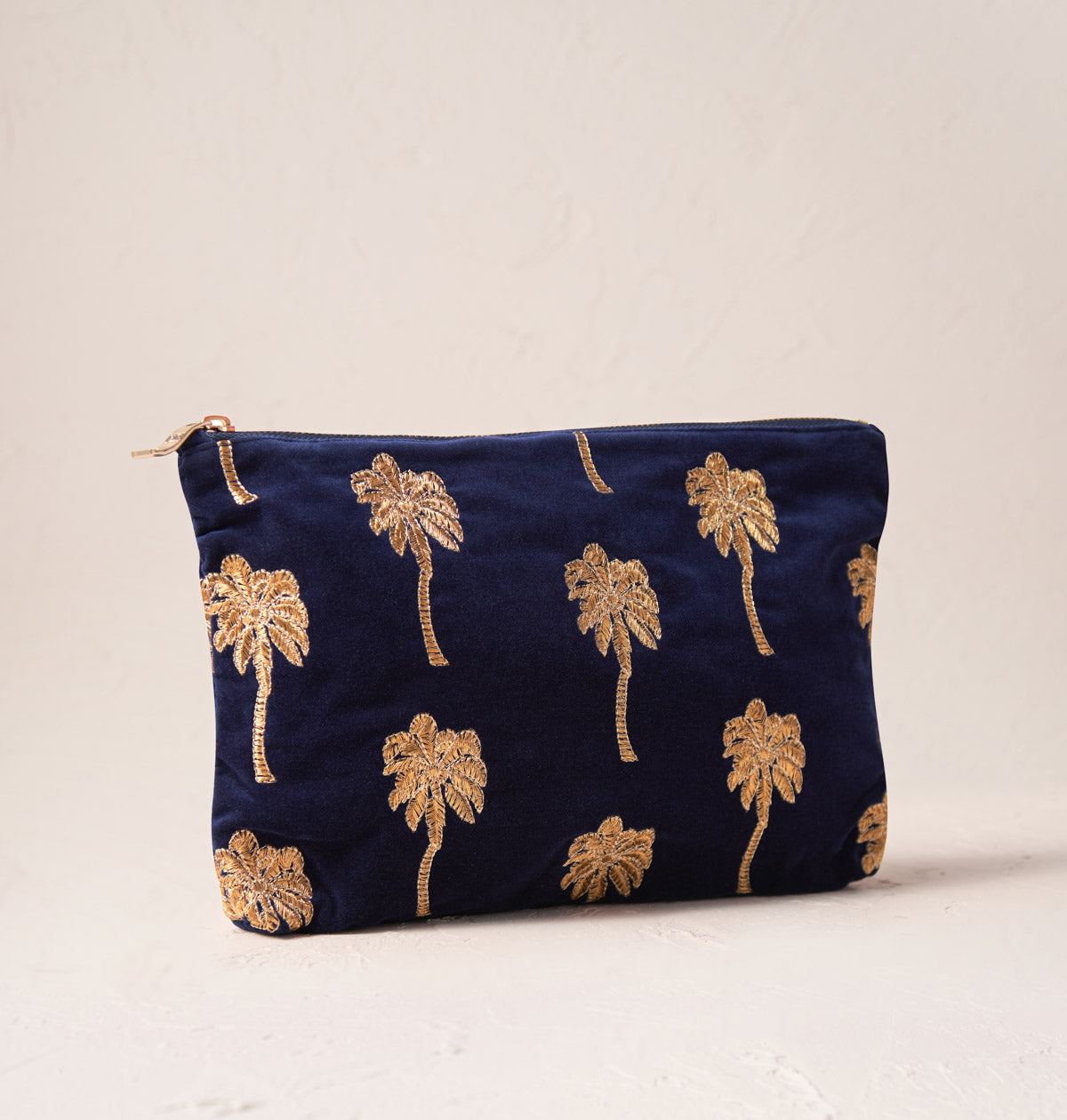 Gold Palm Everyday Pouch in Navy