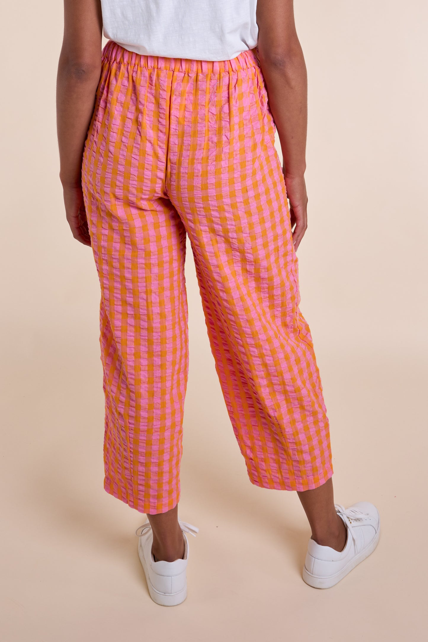 Nomads Tangerine Check Textured Cropped Trousers