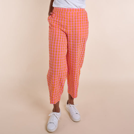 Nomads Tangerine Check Textured Cropped Trousers