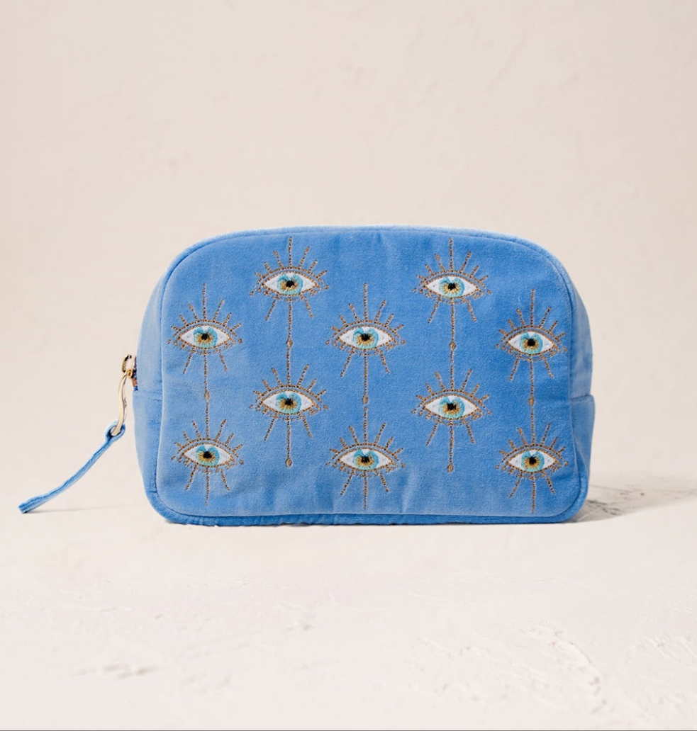 Mystical Eye Makeup Bag in Caribbean Blue