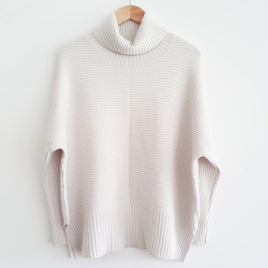 Robyn ribbed Roll Neck Jumper in Ivory