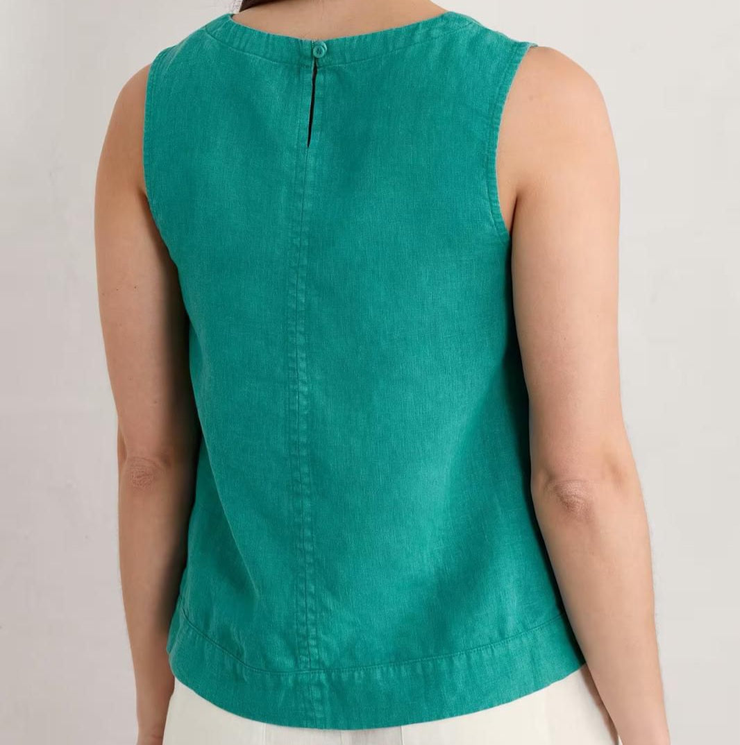 Sorrento Pure Linen Vest in Helford Green