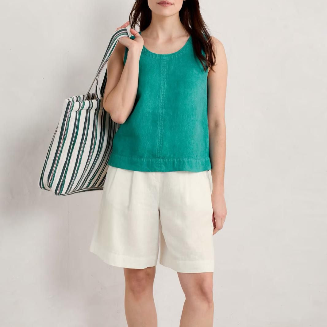 Sorrento Pure Linen Vest in Helford Green