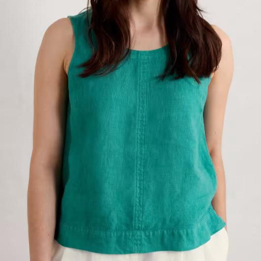 Sorrento Pure Linen Vest in Helford Green