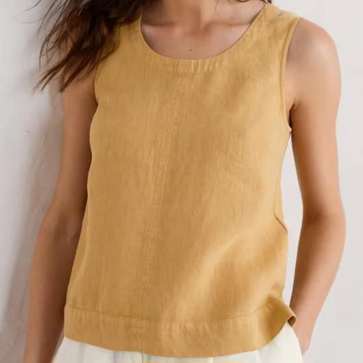 Sorrento Pure Linen Vest in Dark Sienna