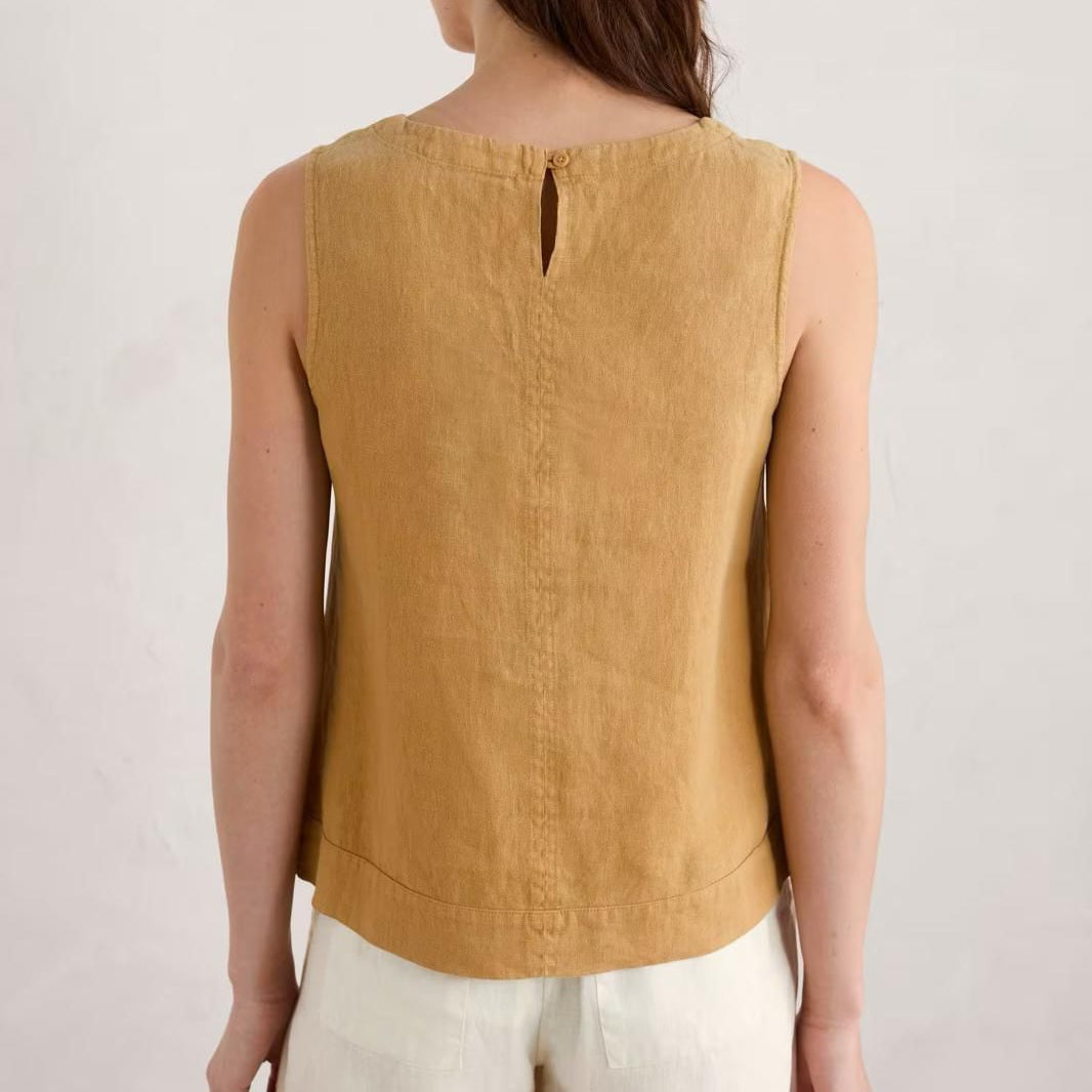 Sorrento Pure Linen Vest in Dark Sienna