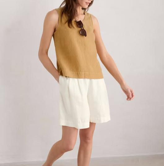 Sorrento Pure Linen Vest in Dark Sienna