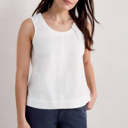 Sorrento Pure Linen Vest in Chalk