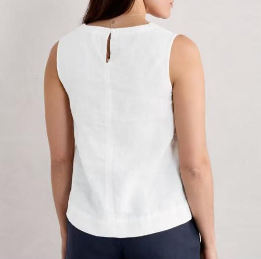 Sorrento Pure Linen Vest in Chalk