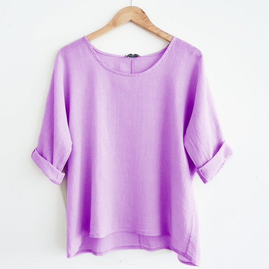 Cropped Linen Top in Lavender