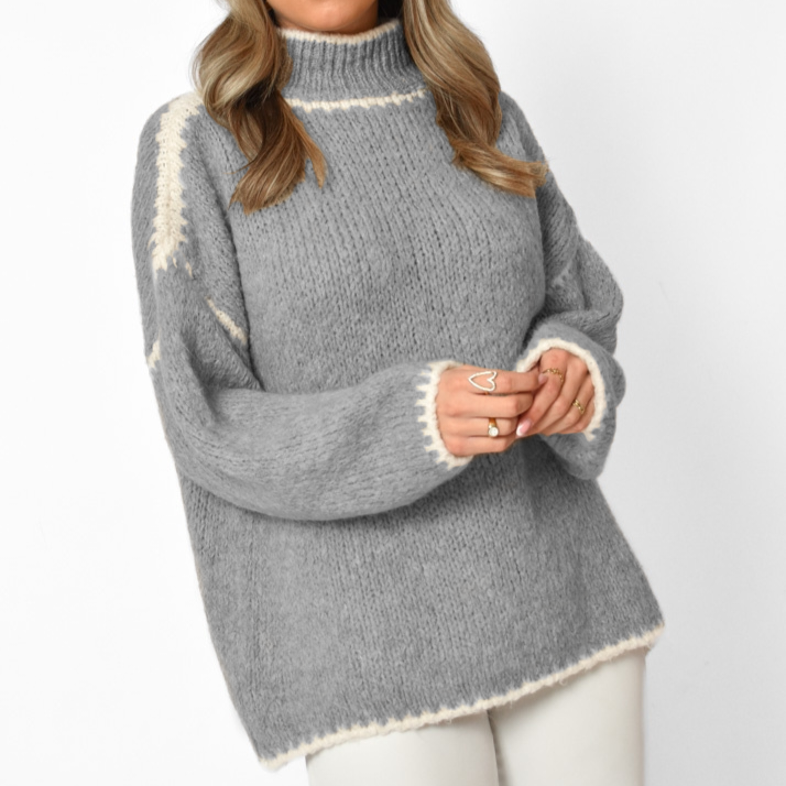 Helena Wool Stitch Jumper in Dark Grey