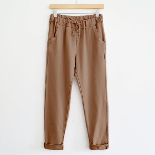 Cotton Lounge Pants in Dark Camel