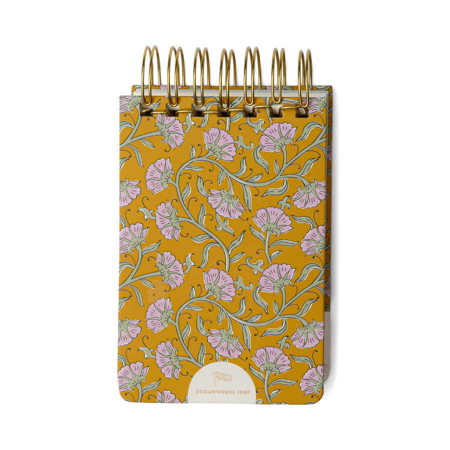 Twin Wire Chunky Notepad - Green Vintage Floral