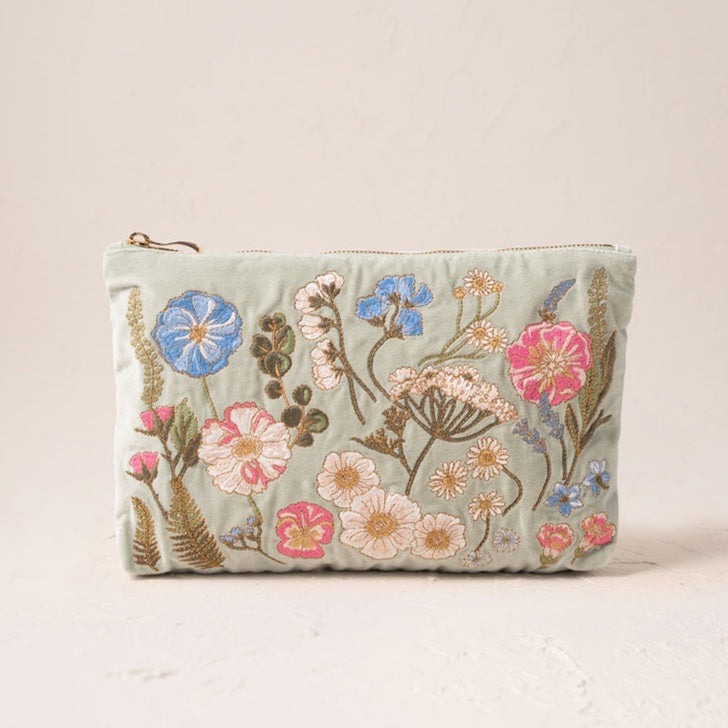 Pressed Flowers Everyday Pouch in Sage