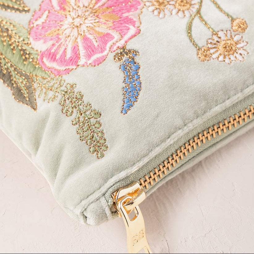 Pressed Flowers Everyday Pouch in Sage