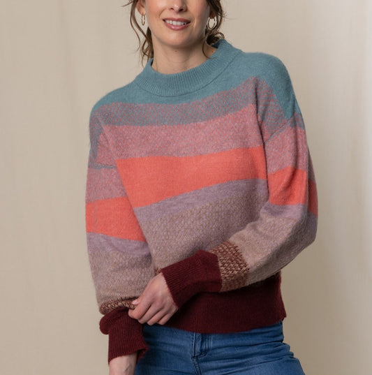 Lily & Me Art Colour Block Jumper in Mulberry