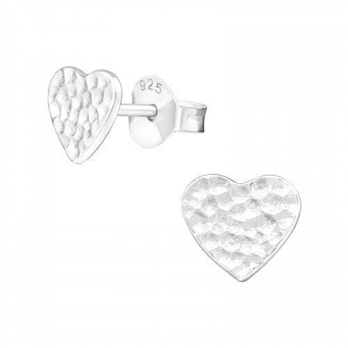 Ophelia Silver Hammered Heart Studs