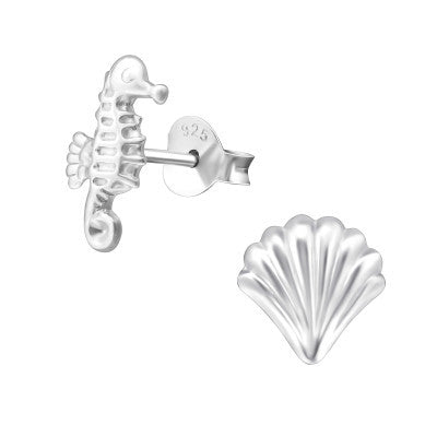 Ophelia Silver Shell & Seahorse Studs