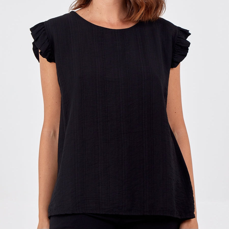 Beau Button Back Top Black