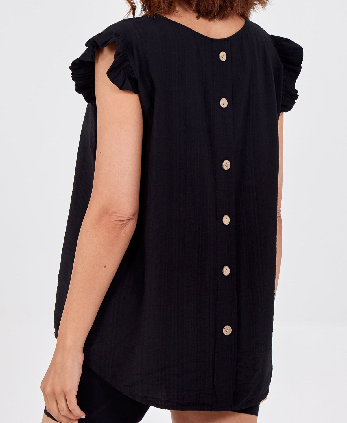 Beau Button Back Top Black