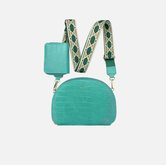 Crescent Cross Body & Coin Purse in Turquoise