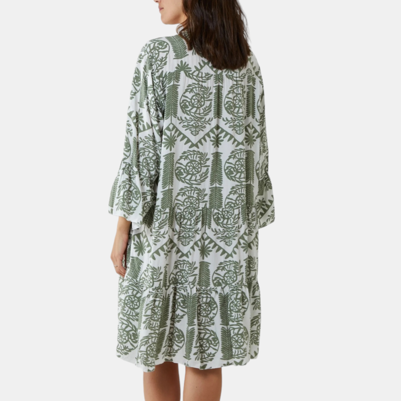 Rhodes Tiered Smock Dress in Olive
