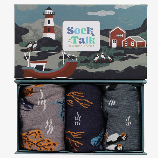 Mens Coastal Bamboo Socks Gift Box