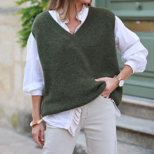 Wool Blend Tank Top in Deep Khaki