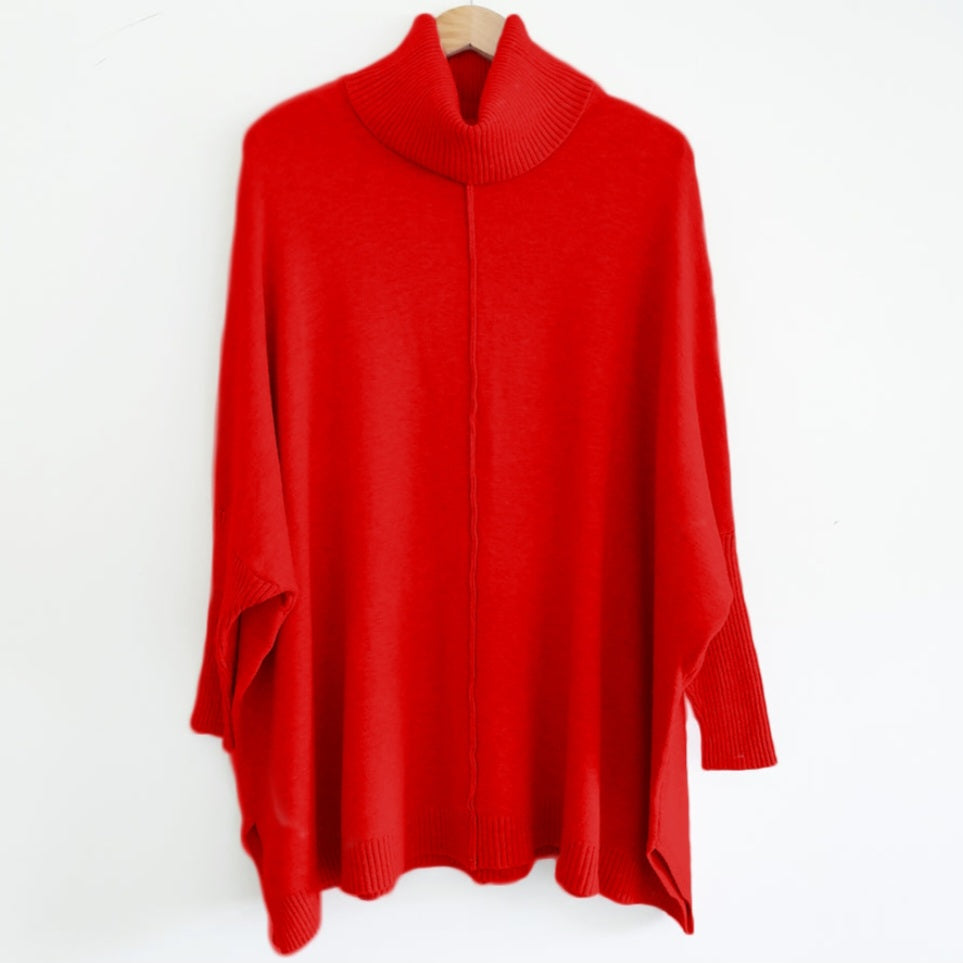 Rylie Roll Neck Jumper in Red