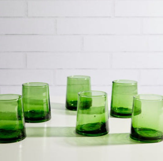 Hand-blown Moroccan Mid Tumbler in Green