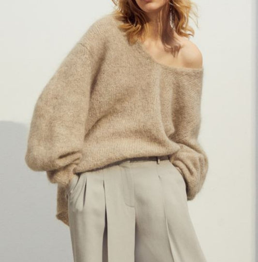 Mohair Slouch Jumper in Oatmeal