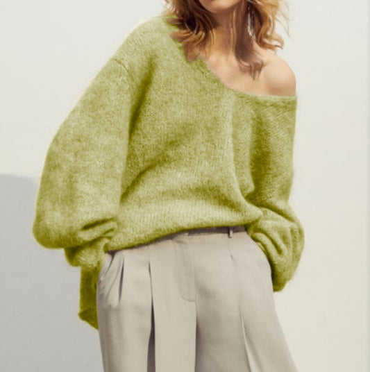 Mohair Slouch Jumper in Pea
