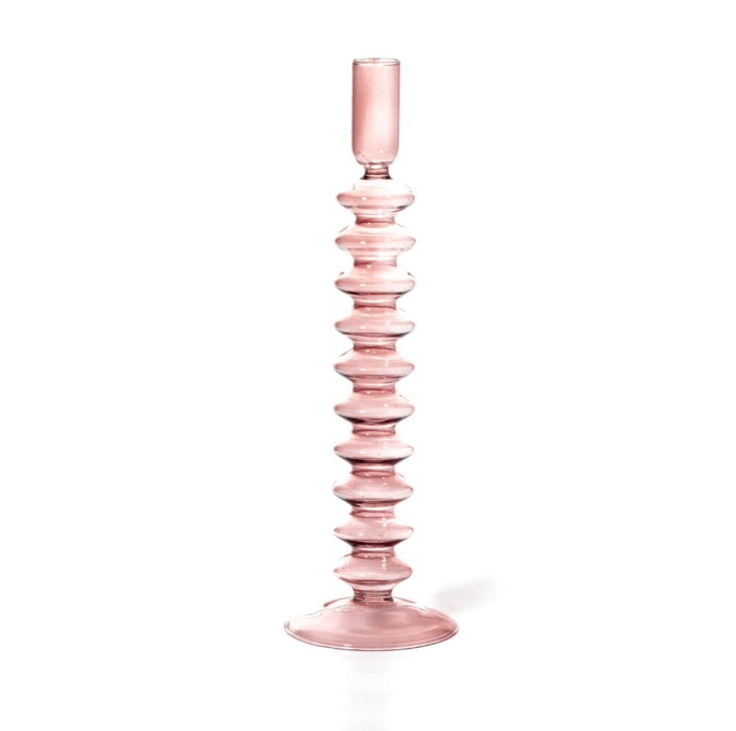 Maegen Glass Taper Candle Holder - Rose Quartz