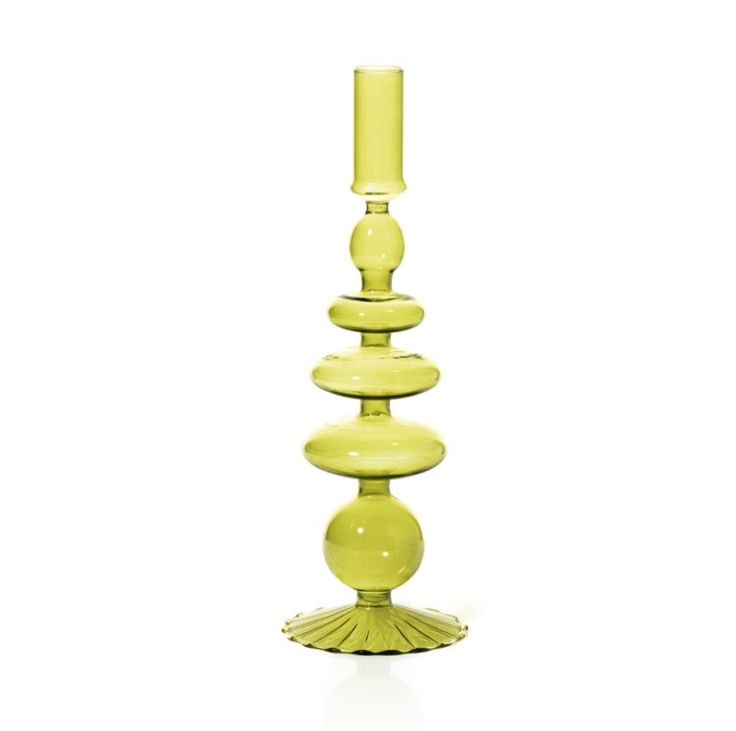Maegen Glass Taper Candle Holder - Pear Green